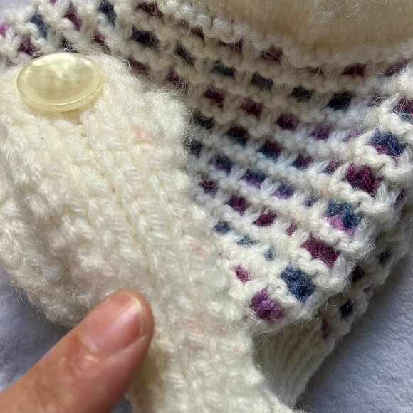 Handmade Baby Hat & Sherpa Slipper Socks Set Size 6-12M | Cream Pink Winter GUC - Picture 6 of 16